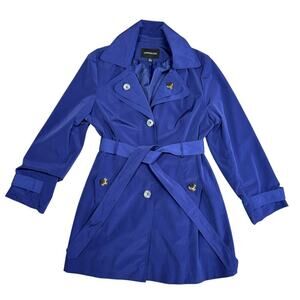 London Fog Vintage Blue Trench Coat Large